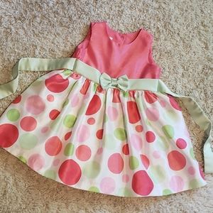 Jessica Ann toddler dress pink/green polka dot